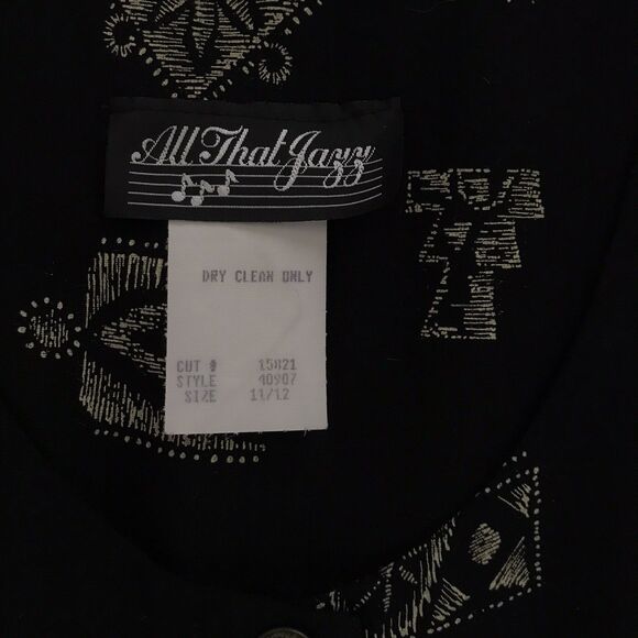 Vintage 90s All That Jazz Black Sleeveless Geometric Print Wide Leg Jumpsuit M/L - Picture 8 of 8